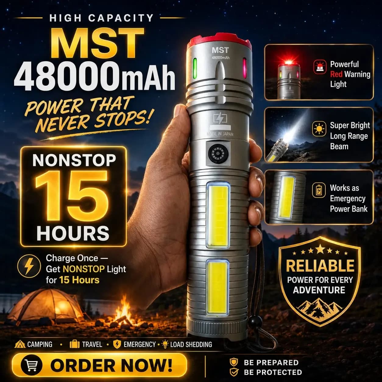 MST 48000mAh Rechargeable Long Range Search Light with Power Bank