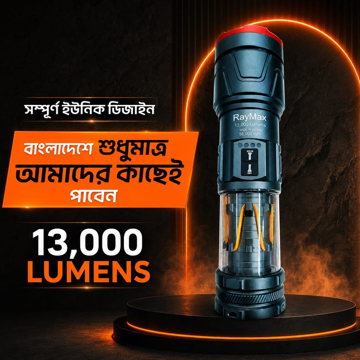 RayMax 13K Power Light – 13,000 Lumens Powerful Rechargeable Dual Light Torch, Emergency Lantern & Camping Light